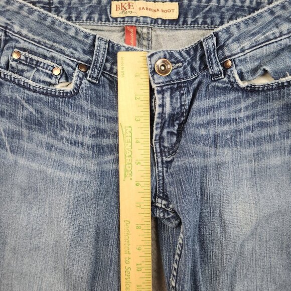 BKE Denim Jeans Womens 29 Blue Sabrina Boot Low Rise Thick Stitch Pocket Stretch - Picture 6 of 11